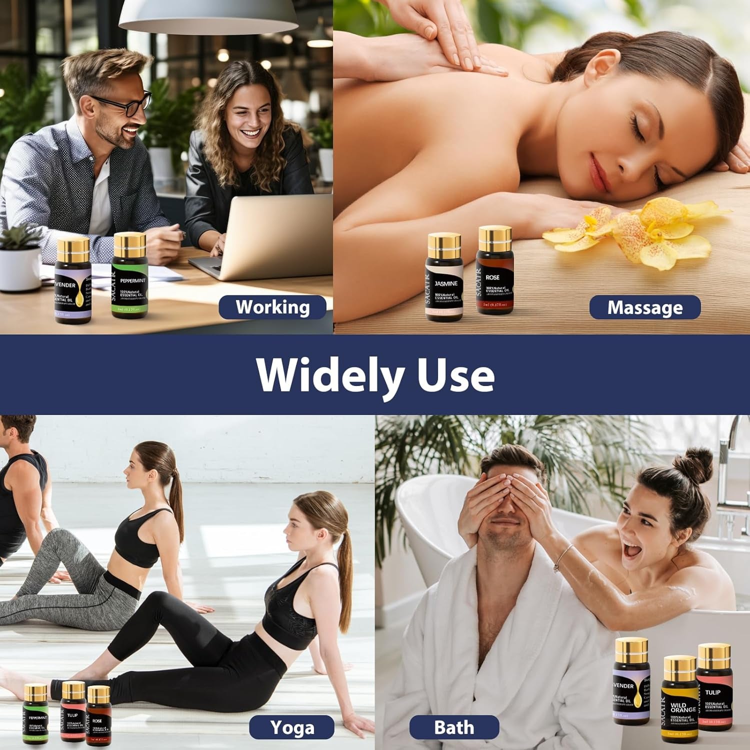 Set de 12 Aceites Esenciales Naturales para Difusor, Masaje, Velas y Jabones DIY (12 x 5 ml)